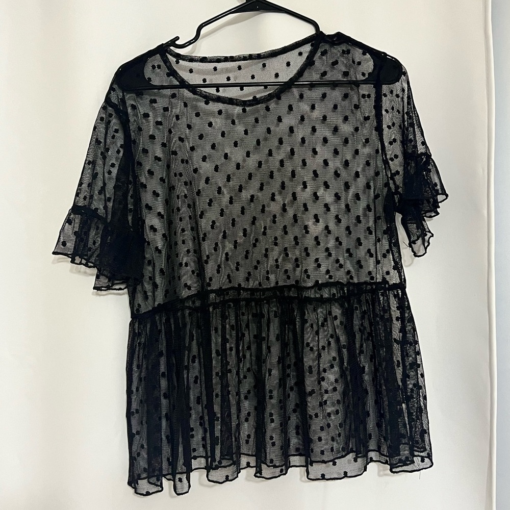Peplum Mesh women’s blouse -Large